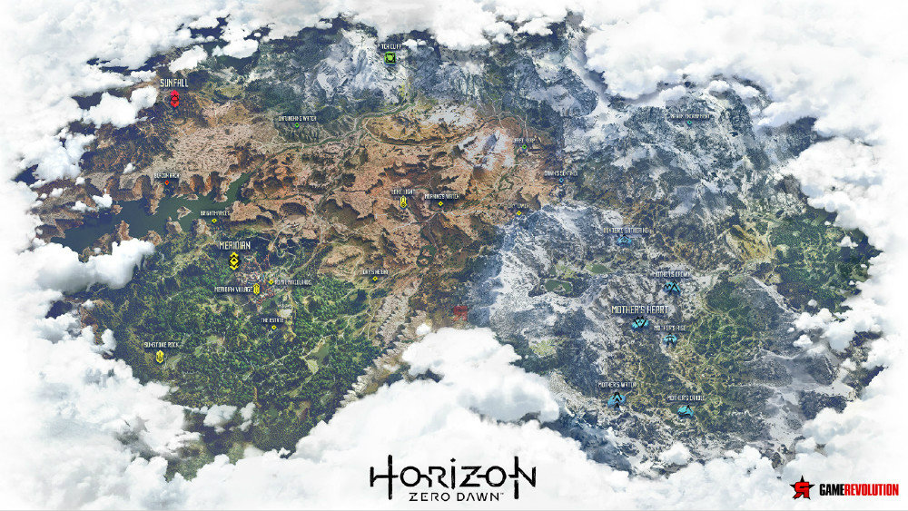 Así es el mapa de HORIZON ZERO DAWN